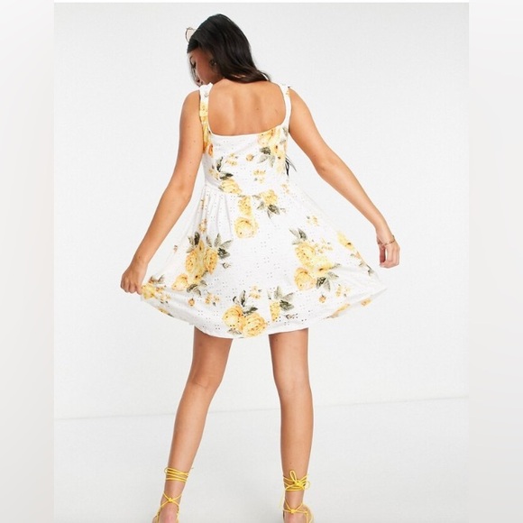ASOS Floral Broderie Mini Dress - Picture 2 of 7